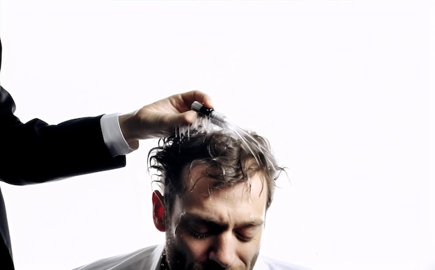 Studio młody mężczyzna dwa portrety moda fryzjer broda izolowana fryzura fryzura generatywna AI