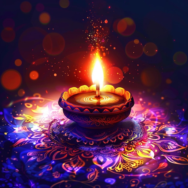 Stwórz cyfrową ilustrację wizytówki Diwali Obraz powinien zawierać tradycyjną glinę