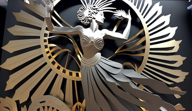 Stwórz papierową sztukę 3D przedstawiającą boginię Muse w mitologii greckiej Generative Ai