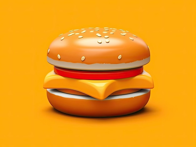 Styl 3D Ikona aplikacji Burger wyizolowana na kolorowym tle Generative AI