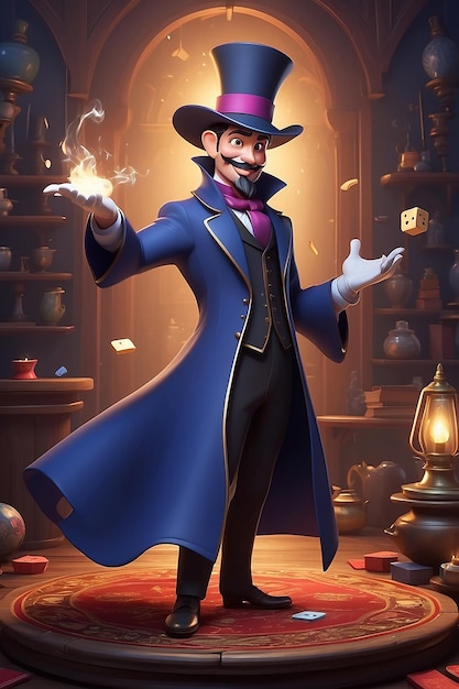 Styl animacji 3D Ilustracja postaci z kreskówek Magician