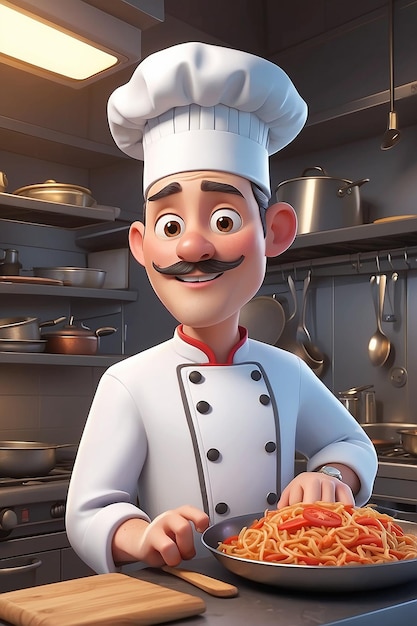 Zdjęcie styl animacji 3d ilustracja postaci z kreskówki szefa kuchni