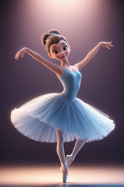 Styl animacji 3D Ilustracja postaci z kreskówki tancerki baletowej