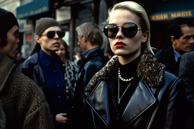 Styl lat 80. Moda punkowa jako reakcja na ruch hipisowski minionych dekad i przeciw materialistycznym wartościom obecnej dekady Retro pop hipster neon kolorowy Generacyjna sztuczna inteligencja