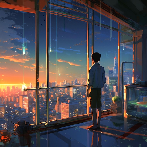 styl tła przypominający Makoto Shinkai