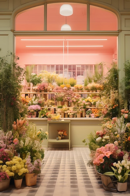 Styl vintage sklepu z kwiatami