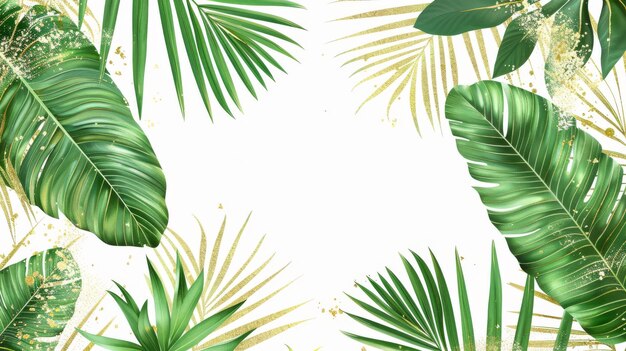 Stylistyczna ramka modna Stylistyczny tropikalny baner Projekt ślubny Liście nie są cięte Izolowane i edytowalne