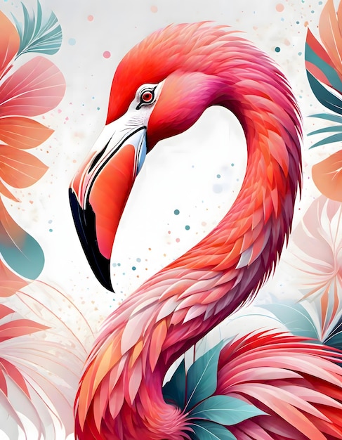 Stylizowane flamingo w kolorach tropikalnych Generatywna sztuczna inteligencja