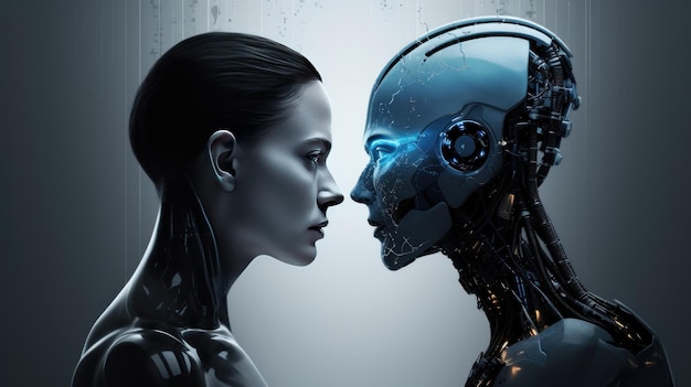 stylizowany czarno-niebieski plakat filmowy do filmu o nazwie AI