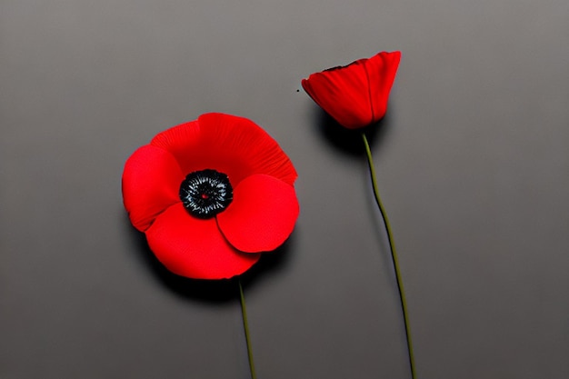stylizowany czerwony kwiat maku na czarnym tle symbol Dnia Pamięci, Dnia Rozejmu, Dnia Anzac
