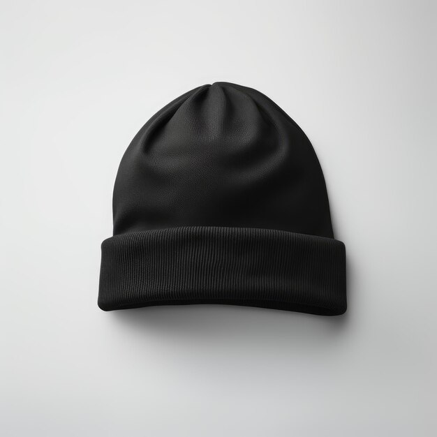 stylowa czarna zwykła czapka typu beanie do projektowania makiet
