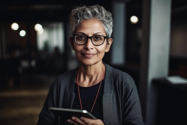 Zdjęcie stylowa indyjska siwowłosa bizneswoman portret koncepcja lidera zespołu