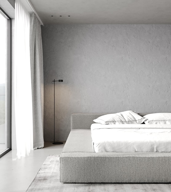 Zdjęcie stylowa makieta sypialni, projektowanie wnętrz 3d render