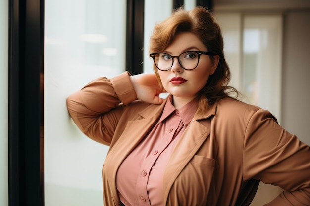 Zdjęcie stylowa menedżerka plus size w profesjonalnym stroju