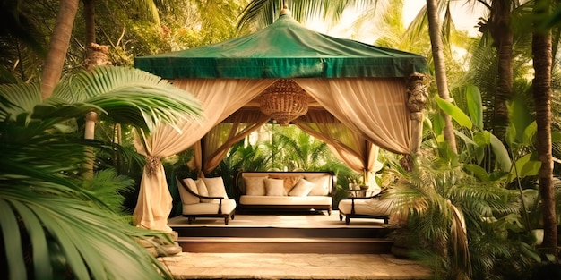 Stylowa, ustronna kabina na świeżym powietrzu, położona w spokojnym, zielonym tropikalnym raju