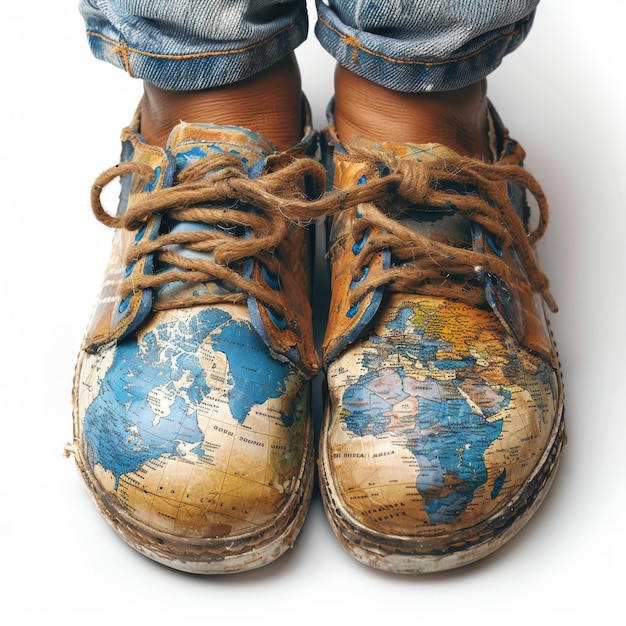 Stylowe buty z mapą świata