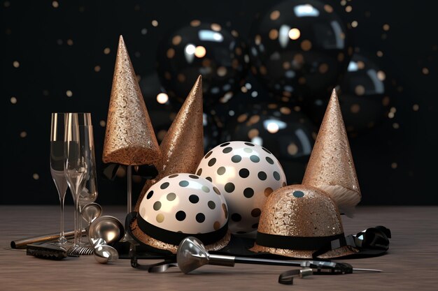 Zdjęcie stylowe kapelusze i akcesoria do imprezy noworocznej f 00613 01