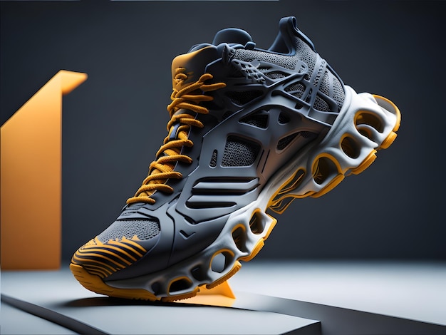 Stylowy 3D render nowoczesnych butów wykonany przez generative ai