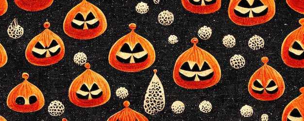 Stylowy abstrakcyjny wzór tkaniny z dyniami halloween