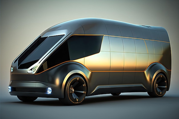 Stylowy długoterminowy futurystyczny furgon przyszłości z ochronnym szklanym daszkiem
