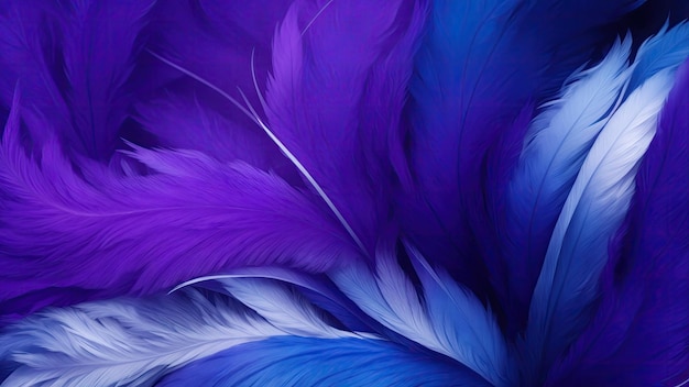 Stylowy fioletowy i niebieski tło z miękkimi piórami.