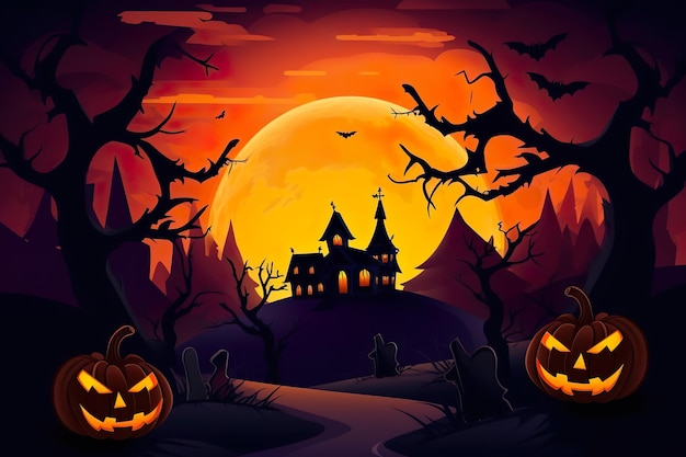 Stylowy i elegancki obraz dyni Halloween wygenerowany przez sztuczną inteligencję