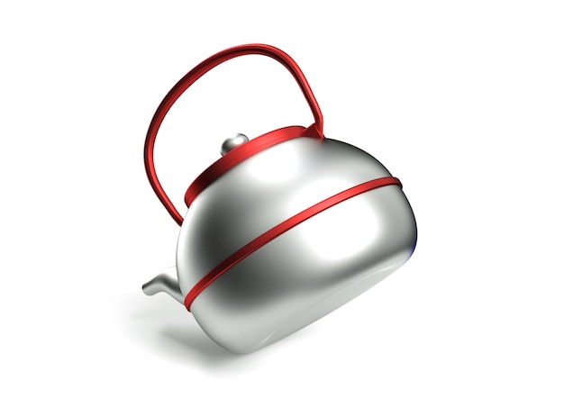 Zdjęcie stylowy izolowany plastikowy biały czajnik elektryczny. ilustracja 3d, renderowanie 3d.