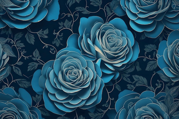 Zdjęcie stylowy navy floral elegance seamless rose patterns