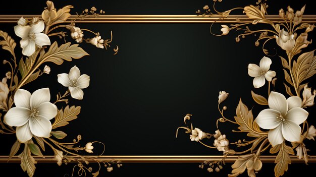Zdjęcie stylowy projekt banera etnicznego ze złotą kwiatową ramką