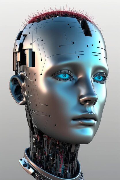 Stylowy Robot Przedstawiony Jako Przystojny Mężczyzna Z Profilu Słucha Muzyki Przez Futurystyczne Słuchawki W Renderowaniu 3d Generative Ai