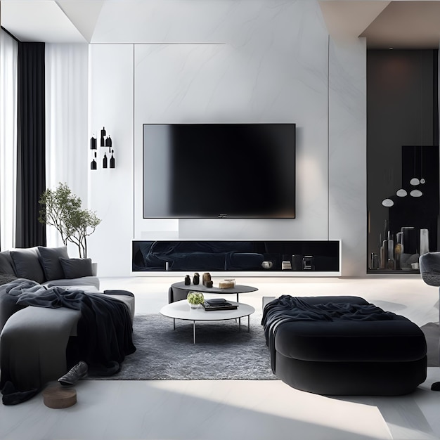 Stylowy salon z nowoczesnym minimalistycznym designem