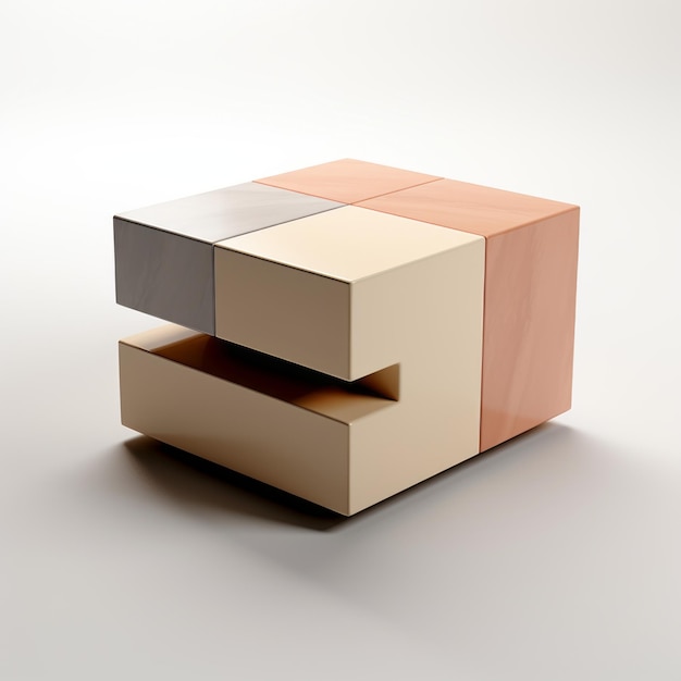 Subtle Earthy Tones 3D Rendering Kolorowych Bloków w Bentwood Box