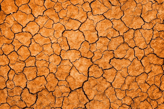 Sucha popękana ziemia w tle glinianej pustyni tekstura