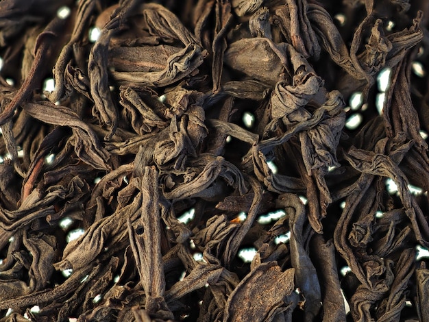 Suche czarne liście herbaty w tle