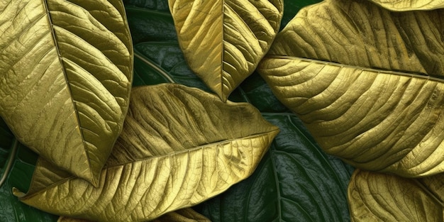 Suche Złoto Zielone liście Powierzchnia teksturowana tło realizm realistyczny hiperrealistyczny generatywny obraz AI weber