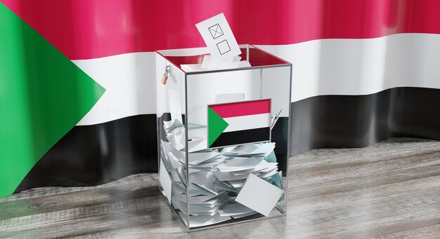Sudan głosowanie urna wyborcza koncepcja wyborów 3D ilustracja