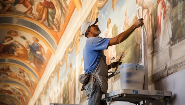 Zdjęcie sufit kościoła jest pomalowany obrazami