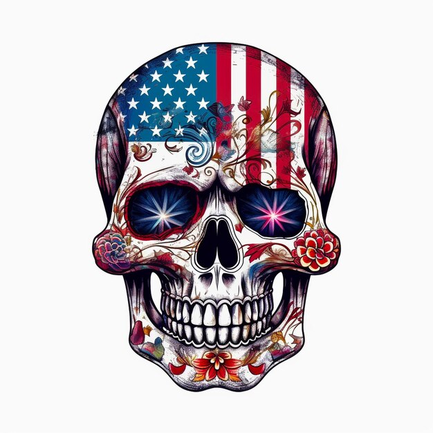 Zdjęcie sugar skull szkic flaga usa