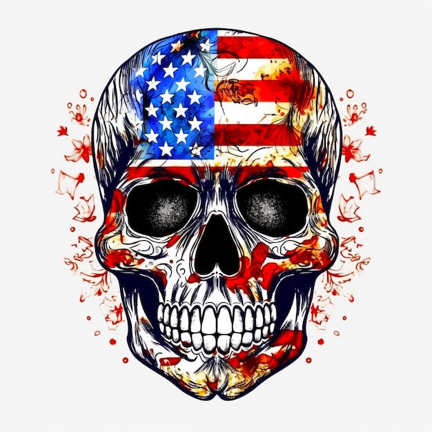 Sugar Skull Szkic Flaga USA
