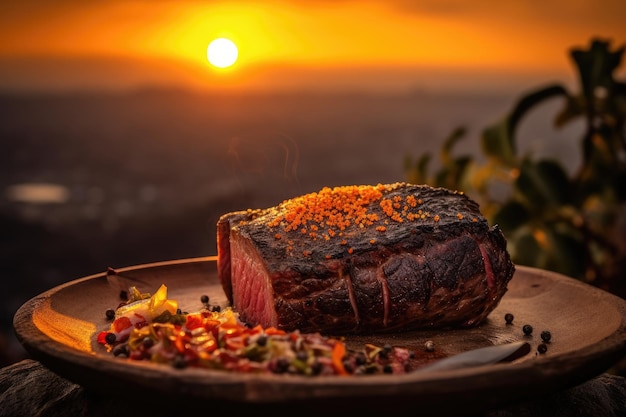 Sukculent Grilled Picanha at Sunset generative IA