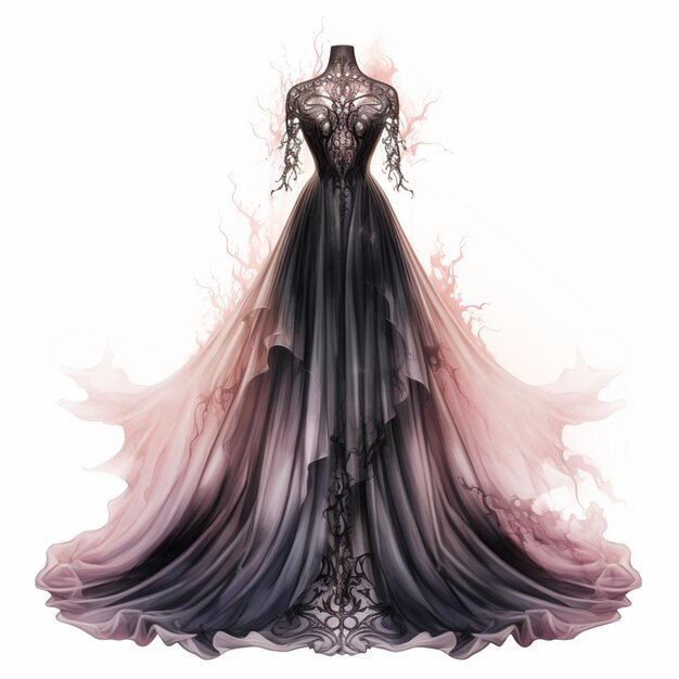 sukienka z czarnym i różowym schematem kolorystycznym na manekinie generatywnym ai