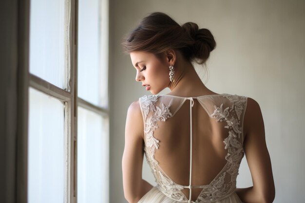 Suknia ślubna bez pleców zainspirowana przez Generative AI