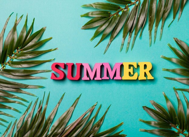 Summer Beach Elements i Summer Text Effect Tło ai wygenerowane