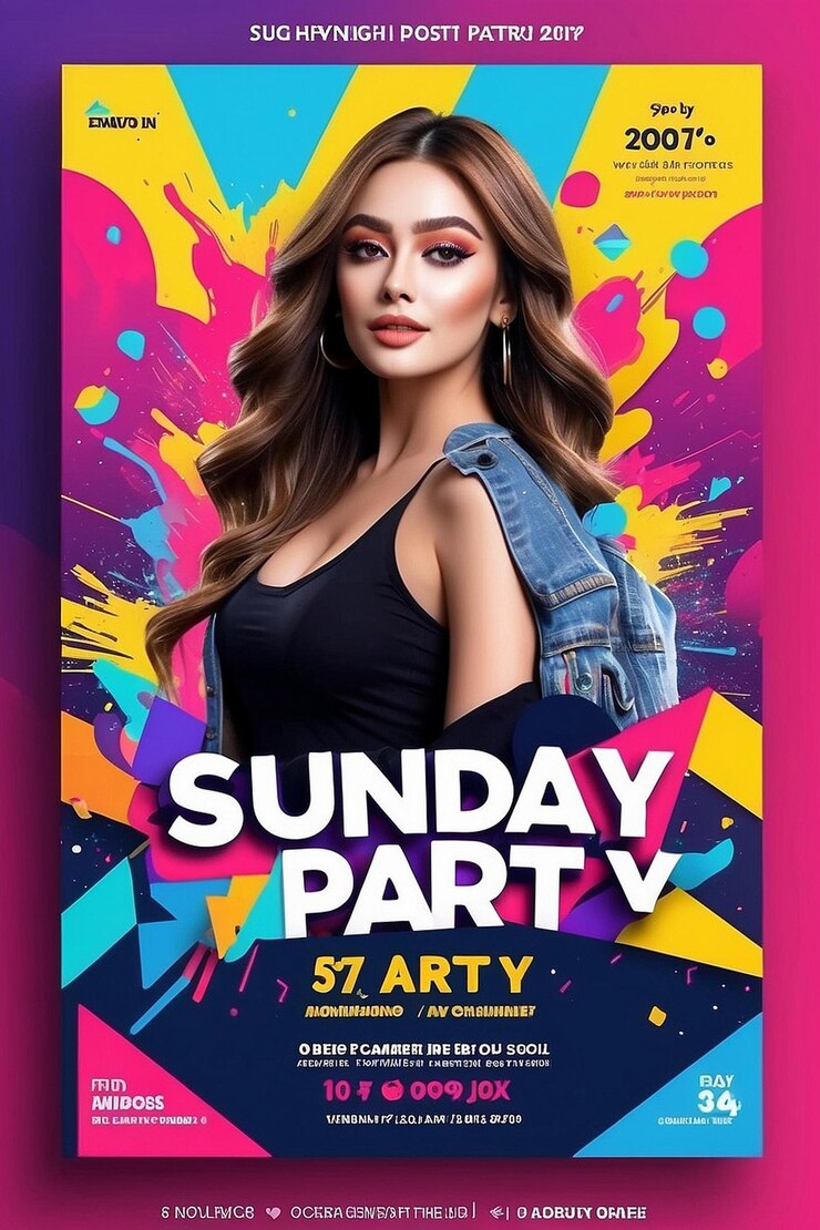 Zdjęcie sunday party flyer social media post design and web banner