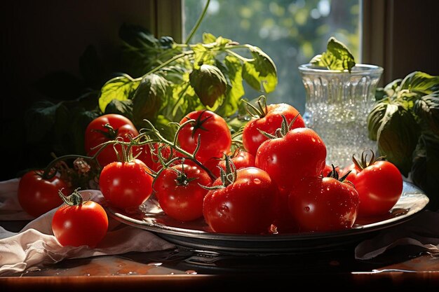 Sunlit Tomato Symphony Bliss na białym tle Fotografia soku pomidorowego