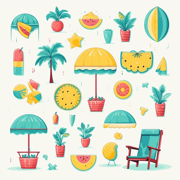 Sunny Delights Śliczne letnie dekoracje clipart zapewniające wesołą atmosferę