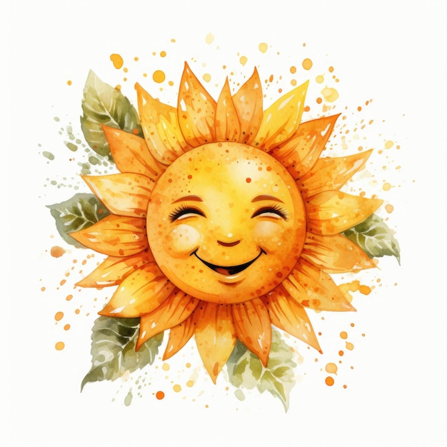 Sunny Splashes Vibrant Watercolor Sun Exposure Clipart w jakości HD na białym tle