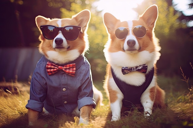 Sunsational Style Hipsterski duet Corgi Cat