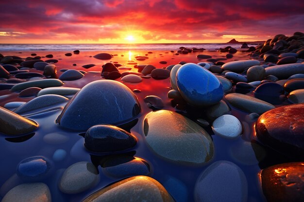 Sunset Serenity świecące kamienie w pobliżu plaży