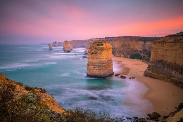 Sunset The Twelve Apostles, Great Ocean Road w Wiktorii w Australii